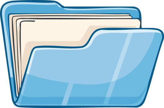 Open folder illustration of documents inside file cabinet vector