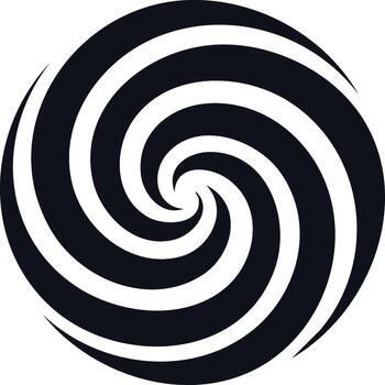 elegante circular remolino en sorprendentes negro y blanco diseño un cautivador visual vórtice vector