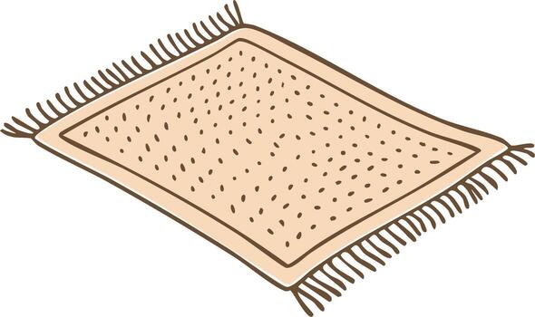 Cartoon Illustration of a Rectangular Rug with Decorative Fringes and Scattered Oval Pattern vector
