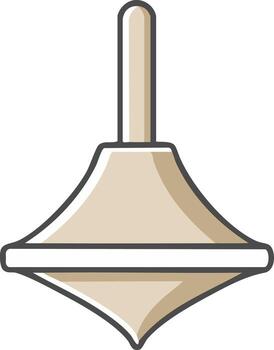 Illustration of a spinning top toy with handle and triangular body for recreational play vector