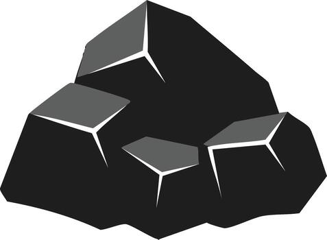 Isolated Black Rock Pile Grouped Together, Mining Resource Design Element vector