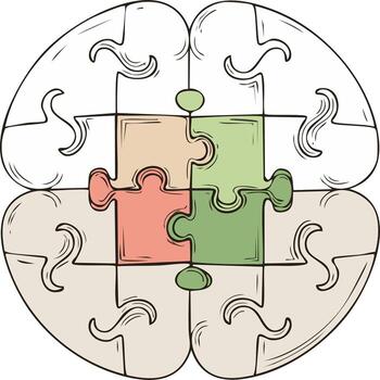 Brain puzzle concept illustration. Thinking process, problem-solving. Educational design vector