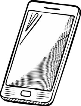 Hand drawn sketch of a modern smartphone with a blank screen and a single home button vector