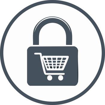 Secure Online Shopping Icon of a Padlock With a Shopping Cart vector