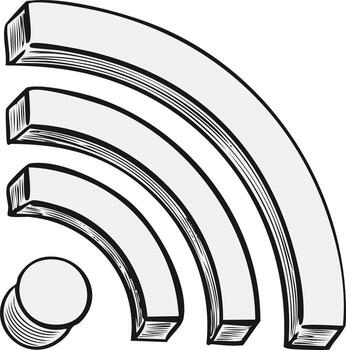 Hand Drawn Wi Fi Signal Icon with Three Arcs and a Dot Illustration vector