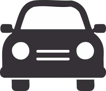 Stylized Silhouette of a Car Front View Simple Graphic vector
