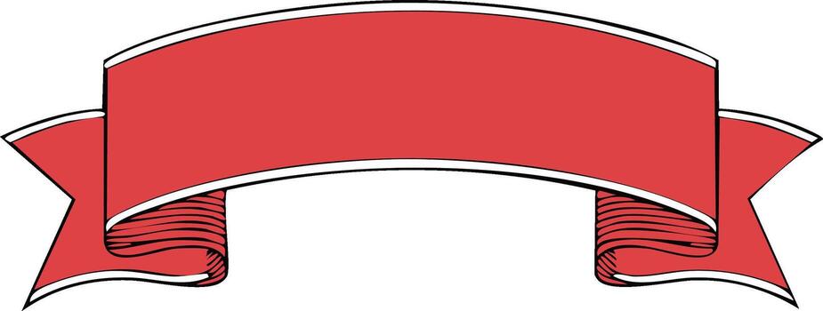 Red Ribbon Banner for Text or Graphics with White Border on White vector