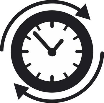 circular reloj con giratorio flechas, hora administración y flujo de trabajo conceptos vector