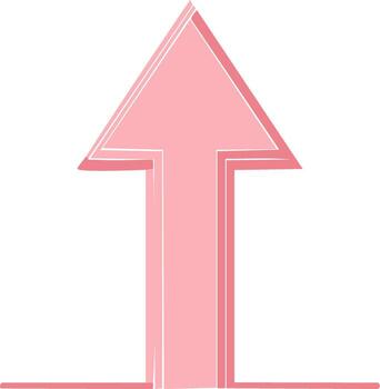 estilizado rosado hacia arriba señalando flecha gráfico con continuo línea Arte simbolizando crecimiento Progreso éxito vector