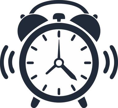 Alarm clock ringing icon with hands showing time illustration vector