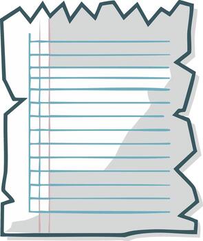 Blank torn lined paper sheet with jagged edges and blue lines for notes illustration concept vector