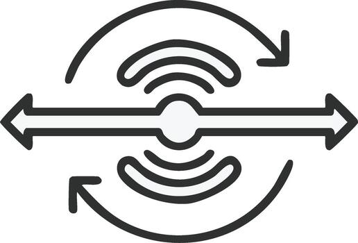 Horizontal Movement with Rotation Arrows and Signals Exchange Conceptual Icon vector