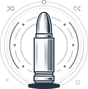 Ammunition Bullet Minimalist Design Graphic Element with Concentric Circular Decorations vector