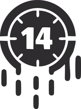 Melting Clock with Number Fourteen Symbolizing Time Running Out, Deadline, and Urgency vector