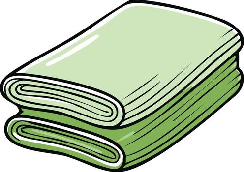 Stack of Softly Green Rolled Fabrics Freshly Stacked with Light Green Hue Textiles Folded Neatly vector