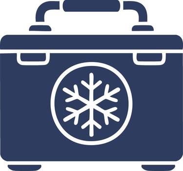 Blue stylized icon of a refrigerator with a snowflake symbol vector