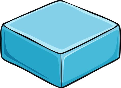 isométrica ilustración de un azul cuadrado objeto con negro contorno y ligero sombra vector