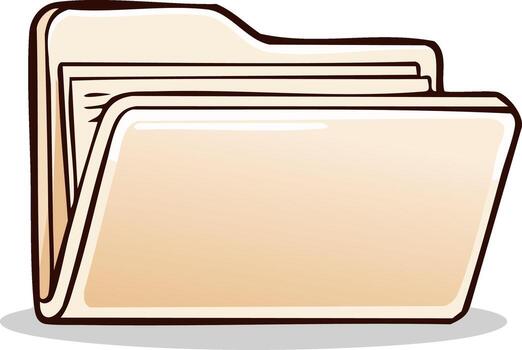 Beige Manilla Folder with Documents Inside, Simple Cartoon Illustration for Office Files and Data Storage vector