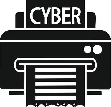 Cyber Security Printer Icon Representing Digital Information and Online Protection vector