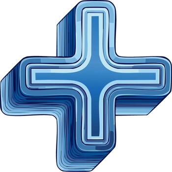 Vibrant blue three dimensional plus symbol graphic representing addition growth and positive concepts vector