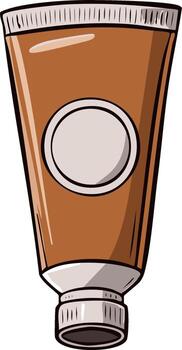 Illustration of a tube container with a blank circle on the front used for holding cream or paint, isolated on white vector