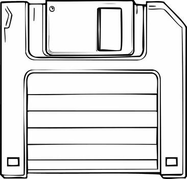 Retro Technology Illustration of a 3.5 inch Floppy Disk for Storing Data vector