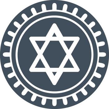 Elegant graphic icon of Star of David enclosed in a stylized, decorative border with a distinctive design vector