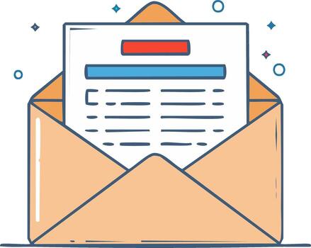 abierto correo sobre con un letra adentro, icono para notificación y comunicación vector