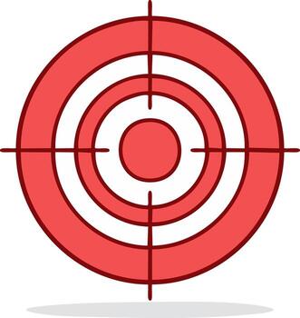 ilustración de un rojo y blanco objetivo con punto de mira en un blanco antecedentes representando metas o objetivos vector