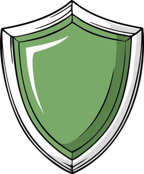 Simple green shield icon representing protection security defense and safety symbol for web or app design vector