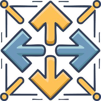 Stylized Arrows Pointing Inward and Outward in a Four-Directional Pattern vector