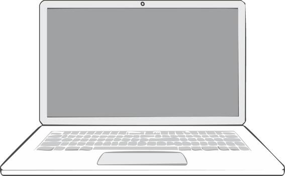 illustration of an open modern laptop computer with a blank gray screen vector