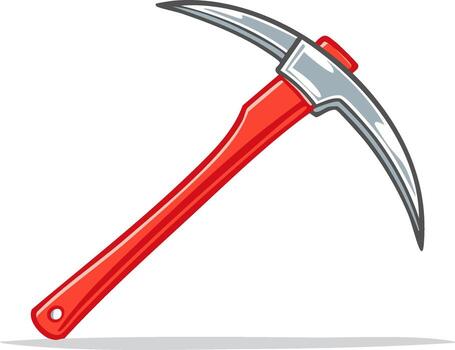illustration of a classic pickaxe with a red handle. Mining and construction tool icon vector