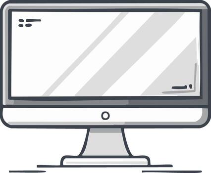 Cartoon illustration of a computer monitor with a blank screen, technology and digital device vector
