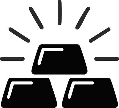 Stylized Golden Ingots Symbol Stacked with Gleaming Rays Simple Richness vector