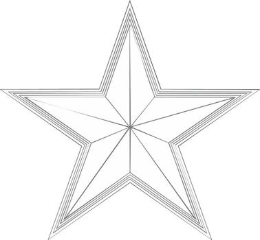 Geometric five pointed star symbol with concentric line art. Abstract linear star shape icon vector