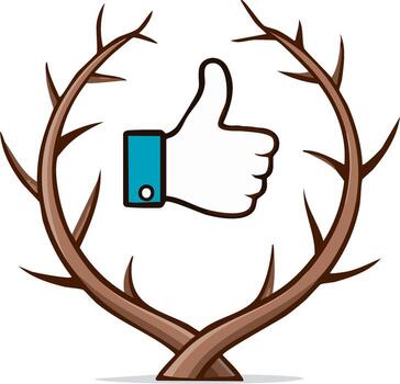 Thumbs Up Gesture in a Circle of Thorns Symbolic Representation Approval Rejection Concept vector