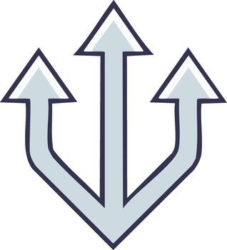 Three Upward Arrows Icon Representing Multiple Choices Directions and Progress vector