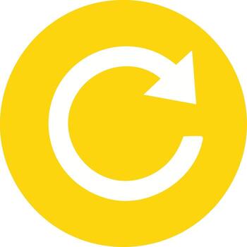 Yellow circle with white arrow symbol, design for refresh or update vector