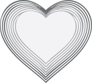Heart Shaped Design Element Multi-Layered Graphic With Shades of Gray vector
