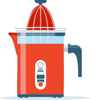 Illustration of a red juice extractor, stylized design, isolated object vector