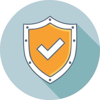 Gold shield with tick mark, checkmark for security, privacy and protection concept vector