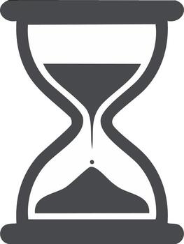 sencillo plano reloj de arena icono con fluido arena representando un fecha límite cuenta regresiva y el paso de hora vector