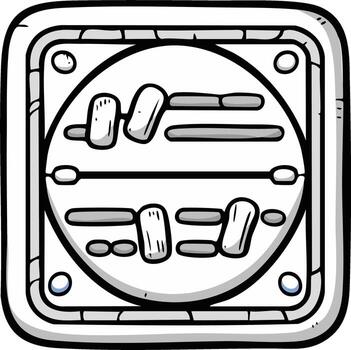 monocromo resumen antiguo contando dispositivo o comunicación herramienta con críptico símbolos garabatear vector