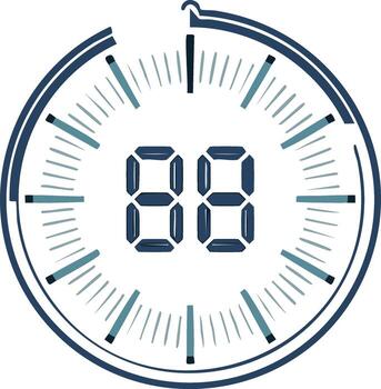 Digital Timer with Countdown 88 Display Hand Drawn Style Illustration vector
