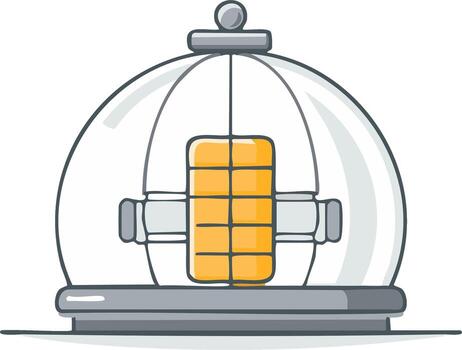 Secure server inside transparent glass dome protecting important data illustration vector