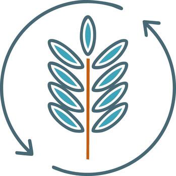 Eco-Friendly Icon with wheat branch inside a circle with an arrow in rotation vector