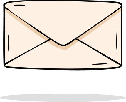 Hand-drawn cartoon style closed envelope illustration for mail communication and delivery concepts vector