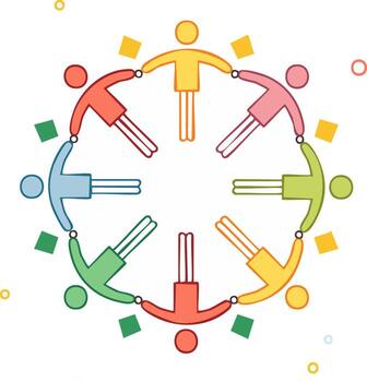 Illustration of a Circle of Interconnected People Representing Teamwork and Community vector