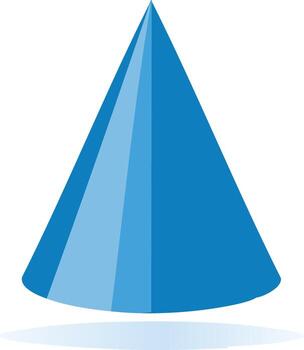 Stylized Blue Cone Simple Geometric Shape with Gradient and Subtle Shadow vector
